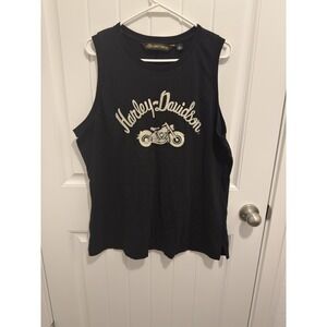 Harley Davidson Women's Embroidered‎ Black Tank Top Size 2X